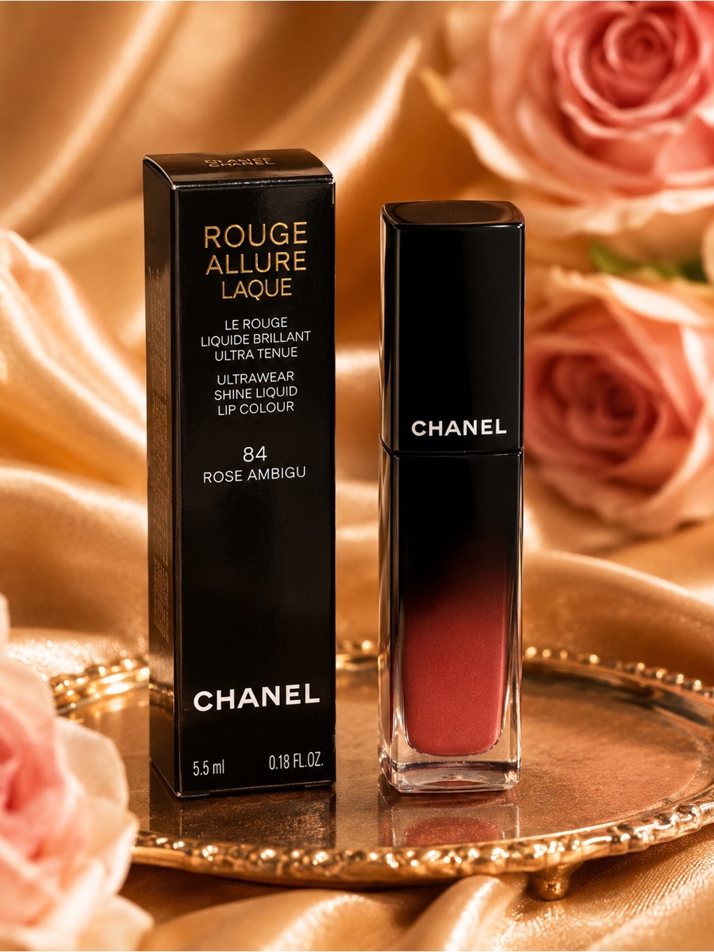 Chanel Rouge – 84 Rose Ambigu Allure Laque Ultrawear Shine Liquid Lip Colour